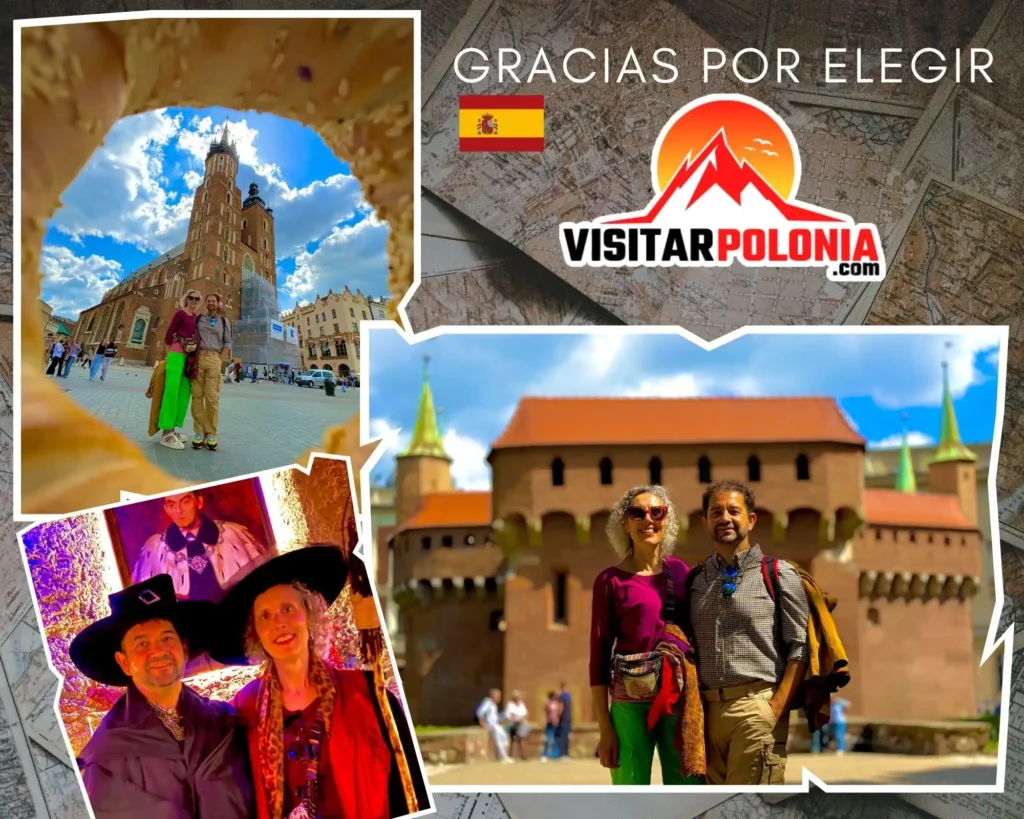 Pareja española durante un free walking tour en Cracovia guiado por Kesil, recorriendo el casco histórico el 22 de mayo de 2026.