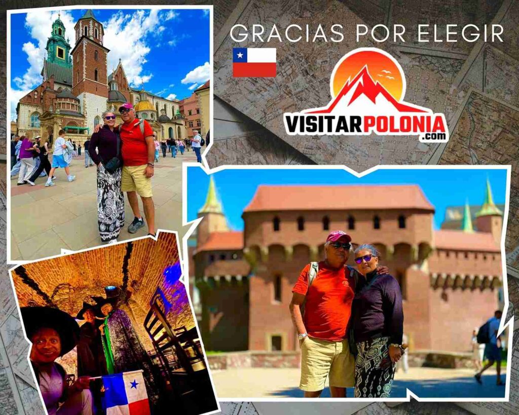 Pareja de Chile recorriendo la Cracovia medieval el 28 de mayo de 2026 junto a su guía local