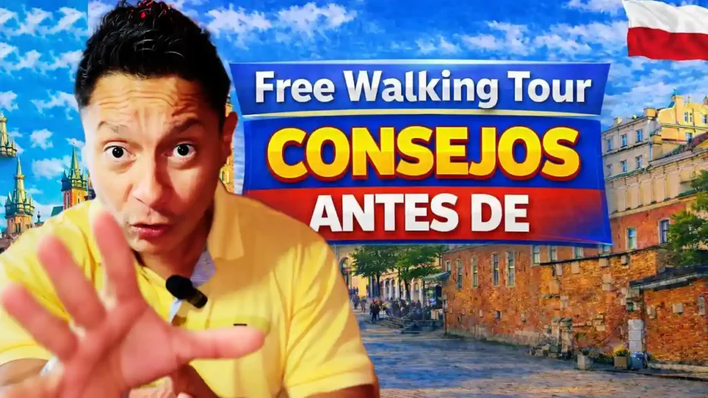 Guía dando consejos antes de un Free Walking Tour en Cracovia con ejemplo real en la ciudad.