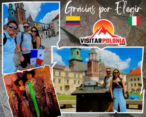 Pareja de Colombia e Italia durante el recorrido por el casco histórico de Cracovia el 23 de junio de 2026