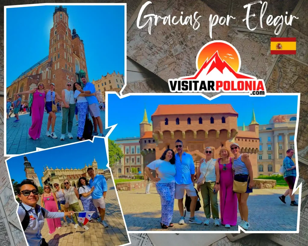 Grupo de viajeros españoles recorriendo el casco histórico de Cracovia el 26 de julio de 2026 por la mañana