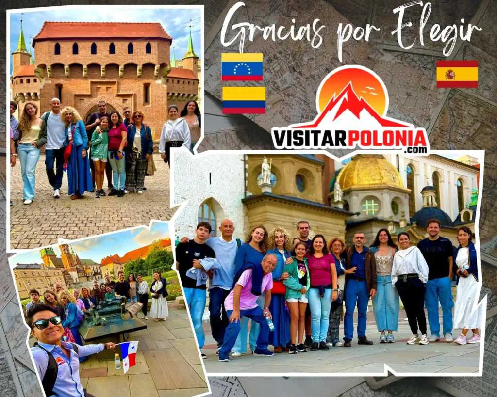 Grupo multicultural de 14 viajeros durante el recorrido de la tarde del 27 de julio de 2026 en el casco histórico de Cracovia