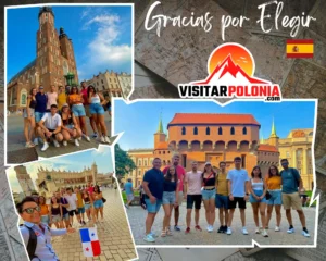 Grupo de viajeros españoles durante el tour de la tarde del 26 de julio de 2026 en el casco histórico de Cracovia