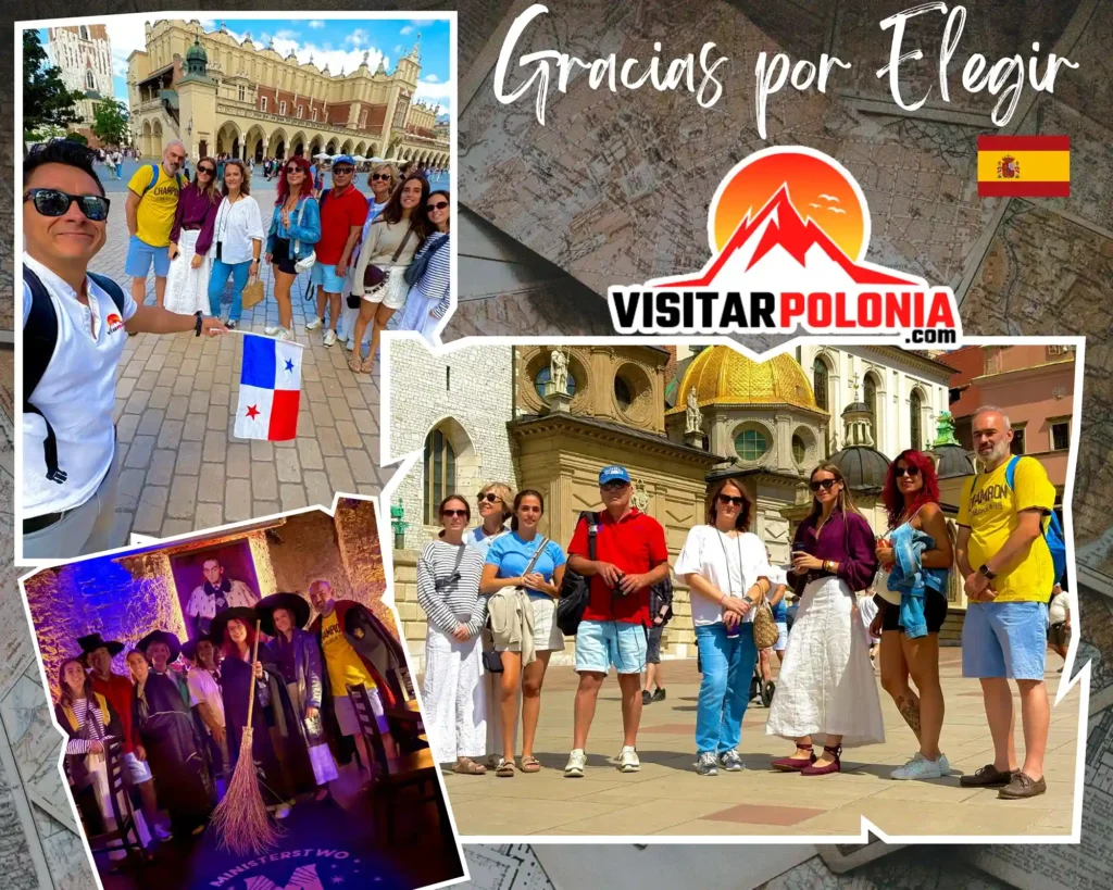 Grupo de viajeros recorriendo el casco antiguo de Cracovia el 12 de agosto de 2026 por la mañana