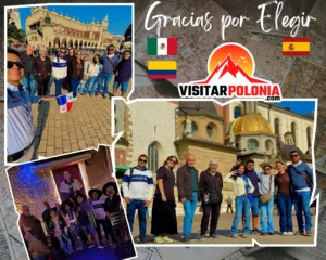 Grupo de viajeros de Espana, Mexico y Colombia en el centro historico de Cracovia la manana del 5 de octubre de 2026
