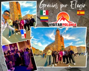 Grupo de viajeros de Mexico, Colombia y Espana en el casco historico y barrio judio de Cracovia la tarde del 5 de octubre de 2026